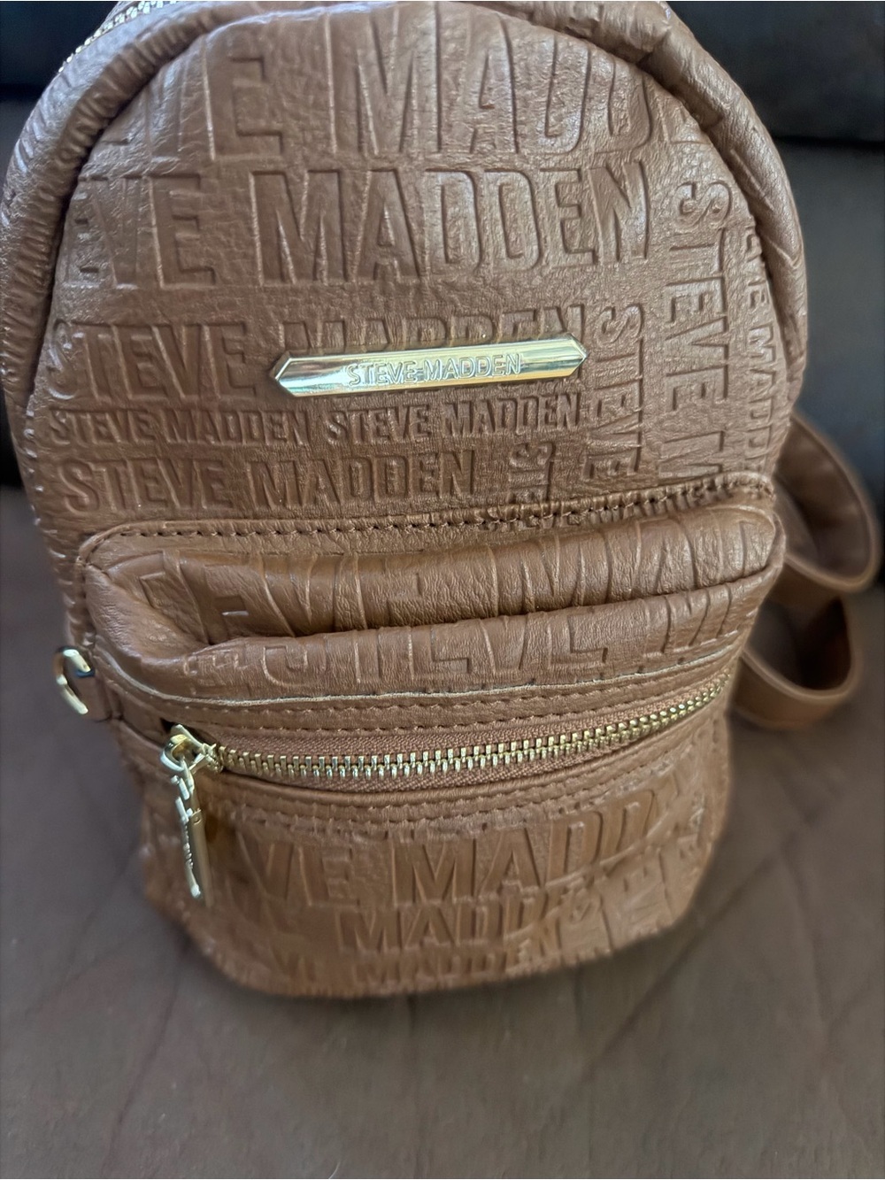 Steve Madden Embossed Brown Mini Backpack